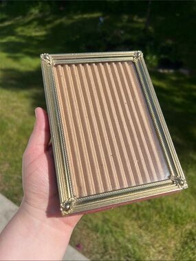 Vintage Hollywood Regency Ornate Embossed Gold Brass Picture Frame